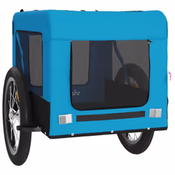 vidaXL Dog Bike Trailer Bicycle Trailer Bike Carriage Oxford Fabric and Iron - blue, 63 x 123 x 66 cm - Additional view 5
