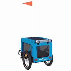 vidaXL Dog Bike Trailer Bicycle Trailer Bike Carriage Oxford Fabric and Iron - blue, 63 x 123 x 66 cm - Additional view 8