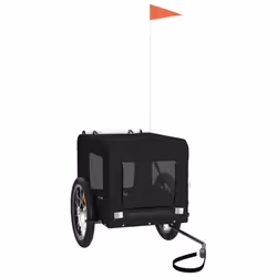 vidaXL Pet Bike Trailer Dog Carrier Orange and Black Oxford Fabric and Iron - black, 63 x 123 x 66 cm