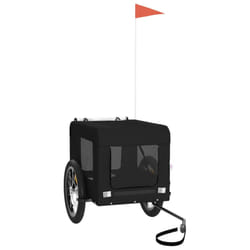 vidaXL Pet Bike Trailer Dog Carrier Orange and Black Oxford Fabric and Iron - black, 63 x 123 x 66 cm