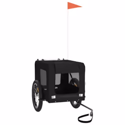 vidaXL Pet Bike Trailer Dog Carrier Orange and Black Oxford Fabric and Iron - black, 63 x 123 x 66 cm