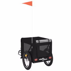 vidaXL Pet Bike Trailer Dog Carrier Orange and Black Oxford Fabric and Iron - black, 63 x 123 x 66 cm - Additional view 8