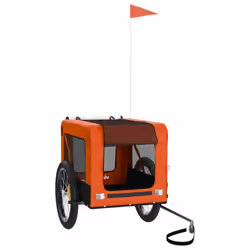 vidaXL Dog Bike Trailer Bicycle Trailer Bike Carriage Oxford Fabric and Iron - orange, 68.5 x 135 x 73.5 cm - Additional view 2