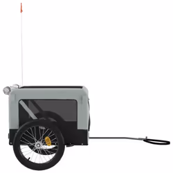 vidaXL Dog Bike Trailer Bicycle Trailer Bike Carriage Oxford Fabric and Iron - grey, 68.5 x 135 x 73.5 cm - Additional view 6