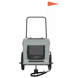 vidaXL Dog Bike Trailer Bicycle Trailer Bike Carriage Oxford Fabric and Iron - grey, 120 x 54.5 x 53 cm - Additional view 4
