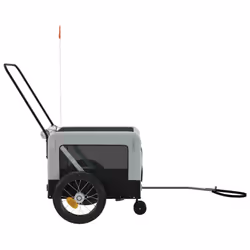 vidaXL Dog Bike Trailer Bicycle Trailer Bike Carriage Oxford Fabric and Iron - grey, 120 x 54.5 x 53 cm - Additional view 6