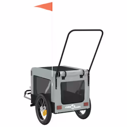 vidaXL Dog Bike Trailer Bicycle Trailer Bike Carriage Oxford Fabric and Iron - grey, 120 x 54.5 x 53 cm - Additional view 8