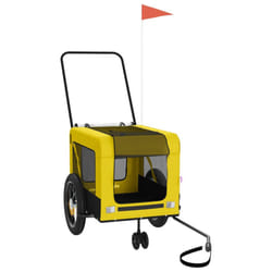 vidaXL Pet Bike Trailer Dog Carrier Orange and Black Oxford Fabric and Iron - yellow, 120 x 54.5 x 53 cm