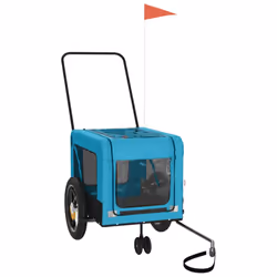 vidaXL Dog Bike Trailer Bicycle Trailer Bike Carriage Oxford Fabric and Iron - blue, 120 x 54.5 x 53 cm - Additional view 2