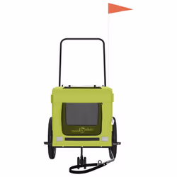 vidaXL Pet Bike Trailer Dog Carrier Orange and Black Oxford Fabric and Iron - green, 120 x 54.5 x 53 cm - Additional view 4