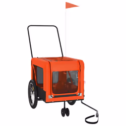 vidaXL Pet Bike Trailer Cargo Trailer Oxford Fabric and Iron - orange, 123 x 63 x 66 cm