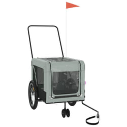 vidaXL Pet Bike Trailer Dog Carrier Orange and Black Oxford Fabric and Iron - grey, 123 x 63 x 66 cm