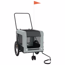 vidaXL Pet Bike Trailer Dog Carrier Orange and Black Oxford Fabric and Iron - grey, 123 x 63 x 66 cm