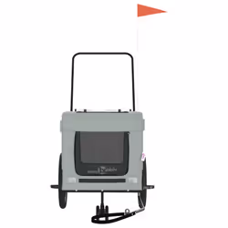 vidaXL Pet Bike Trailer Dog Carrier Orange and Black Oxford Fabric and Iron - grey, 123 x 63 x 66 cm - Additional view 4