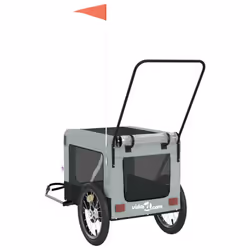 vidaXL Pet Bike Trailer Dog Carrier Orange and Black Oxford Fabric and Iron - grey, 123 x 63 x 66 cm - Additional view 8