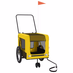 vidaXL Pet Bike Trailer Cargo Trailer Oxford Fabric and Iron - yellow, 123 x 63 x 66 cm