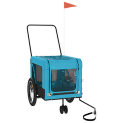 vidaXL Pet Bike Trailer Cargo Trailer Blue and Black Oxford Fabric and Iron