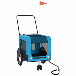 vidaXL Pet Bike Trailer Cargo Trailer Blue and Black Oxford Fabric and Iron