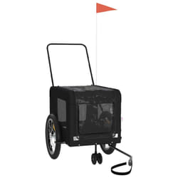 vidaXL Pet Bike Trailer Cargo Trailer Oxford Fabric and Iron - black, 123 x 63 x 66 cm
