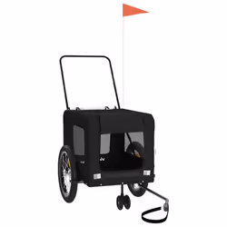 vidaXL Pet Bike Trailer Cargo Trailer Oxford Fabric and Iron - black, 123 x 63 x 66 cm