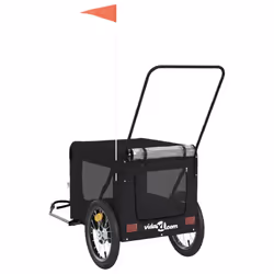 vidaXL Pet Bike Trailer Cargo Trailer Oxford Fabric and Iron - black, 123 x 63 x 66 cm - Additional view 8