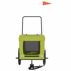 vidaXL Pet Bike Trailer Dog Carrier Orange and Black Oxford Fabric and Iron - green, 123 x 63 x 66 cm - Additional view 4