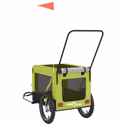 vidaXL Pet Bike Trailer Dog Carrier Orange and Black Oxford Fabric and Iron - green, 123 x 63 x 66 cm - Additional view 8