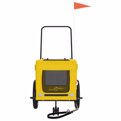 vidaXL Pet Bike Trailer Dog Carrier Orange and Black Oxford Fabric and Iron - yellow, 135 x 68.5 x 73.5 cm - Additional view 4