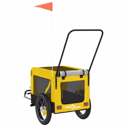 vidaXL Pet Bike Trailer Dog Carrier Orange and Black Oxford Fabric and Iron - yellow, 135 x 68.5 x 73.5 cm - Additional view 8