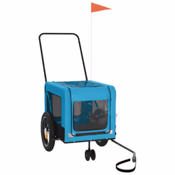 vidaXL Pet Bike Trailer Dog Carrier Orange and Black Oxford Fabric and Iron - blue, 135 x 68.5 x 73.5 cm - Additional view 2