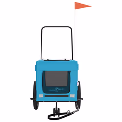 vidaXL Pet Bike Trailer Dog Carrier Orange and Black Oxford Fabric and Iron - blue, 135 x 68.5 x 73.5 cm - Additional view 4