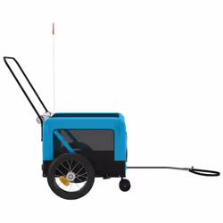 vidaXL Pet Bike Trailer Dog Carrier Orange and Black Oxford Fabric and Iron - blue, 135 x 68.5 x 73.5 cm - Additional view 6