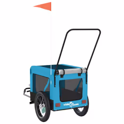 vidaXL Pet Bike Trailer Dog Carrier Orange and Black Oxford Fabric and Iron - blue, 135 x 68.5 x 73.5 cm - Additional view 8