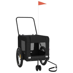vidaXL Pet Bike Trailer Dog Carrier Orange and Black Oxford Fabric and Iron - black, 135 x 68.5 x 73.5 cm