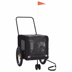 vidaXL Pet Bike Trailer Dog Carrier Orange and Black Oxford Fabric and Iron - black, 135 x 68.5 x 73.5 cm