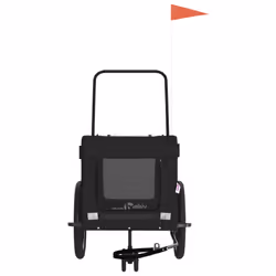 vidaXL Pet Bike Trailer Dog Carrier Orange and Black Oxford Fabric and Iron - black, 135 x 68.5 x 73.5 cm - Additional view 4