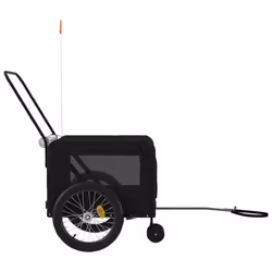 vidaXL Pet Bike Trailer Dog Carrier Orange and Black Oxford Fabric and Iron - black, 135 x 68.5 x 73.5 cm - Additional view 6