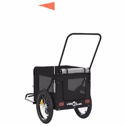 vidaXL Pet Bike Trailer Dog Carrier Orange and Black Oxford Fabric and Iron - black, 135 x 68.5 x 73.5 cm - Additional view 8