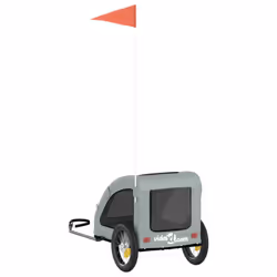 vidaXL Dog Bike Trailer Bicycle Trailer Bike Carriage Oxford Fabric and Iron - grey, 124 x 53 x 53 cm - Additional view 7