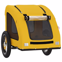 vidaXL Dog Bike Trailer Bicycle Trailer Bike Carriage Oxford Fabric and Iron - yellow, 124 x 53 x 53 cm - Additional view 4