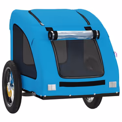 vidaXL Dog Bike Trailer Bicycle Trailer Bike Carriage Oxford Fabric and Iron - blue, 124 x 53 x 53 cm - Additional view 4