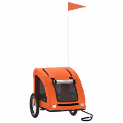 vidaXL Pet Bike Trailer Cargo Trailer Bike Cart Green Oxford Fabric and Iron - orange, 125 x 63 x 66 cm