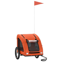 vidaXL Pet Bike Trailer Cargo Trailer Bike Cart Green Oxford Fabric and Iron - orange, 125 x 63 x 66 cm