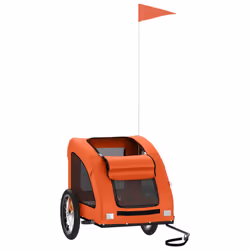 vidaXL Pet Bike Trailer Cargo Trailer Bike Cart Green Oxford Fabric and Iron - orange, 125 x 63 x 66 cm