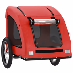 vidaXL Dog Bike Trailer Bicycle Trailer Bike Carriage Oxford Fabric and Iron - red, 125 x 63 x 66 cm - Additional view 4