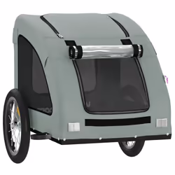 vidaXL Dog Bike Trailer Bicycle Trailer Bike Carriage Oxford Fabric and Iron - grey, 125 x 63 x 66 cm - Additional view 4