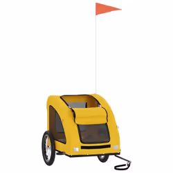 vidaXL Pet Bike Trailer Cargo Trailer Bike Cart Black Oxford Fabric and Iron - yellow