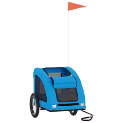 vidaXL Dog Bike Trailer Bicycle Trailer Bike Carriage Oxford Fabric and Iron - blue, 125 x 63 x 66 cm - Additional view 2