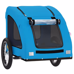 vidaXL Dog Bike Trailer Bicycle Trailer Bike Carriage Oxford Fabric and Iron - blue, 125 x 63 x 66 cm - Additional view 4