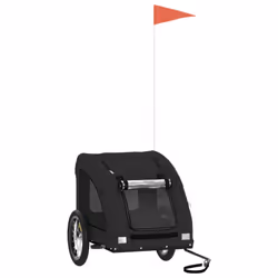 vidaXL Pet Bike Trailer Cargo Trailer Bike Cart Black Oxford Fabric and Iron - black